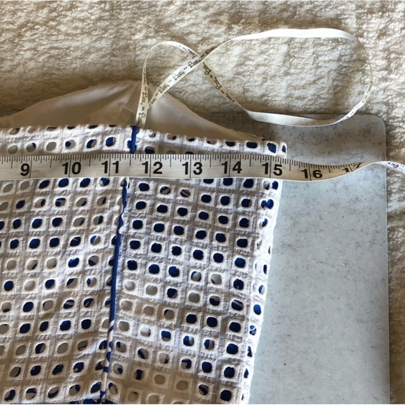 Lily Pulitzer Ferris Dress Strapless White Grid Eyelet Blue Mini Size 4 - Picture 10 of 13